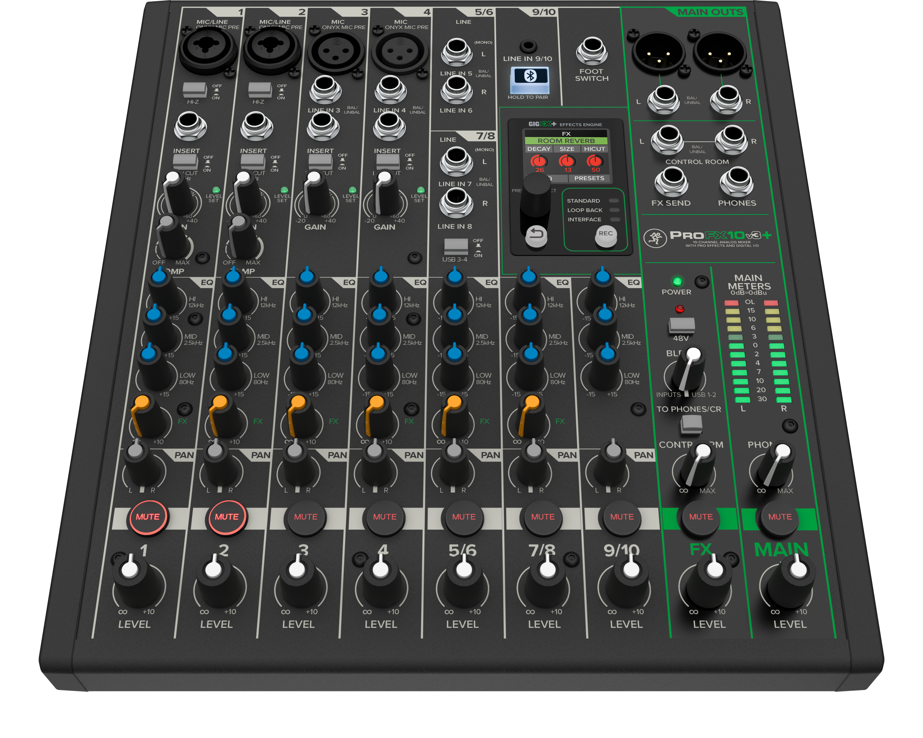 ProFX10v3+ 10-Channel Analog Mixer With Enhanced FX, USB Recording