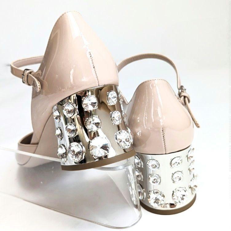 未使用さん♥miumiuミュウミュウ ビジューヒール パンプス 37 – マダム