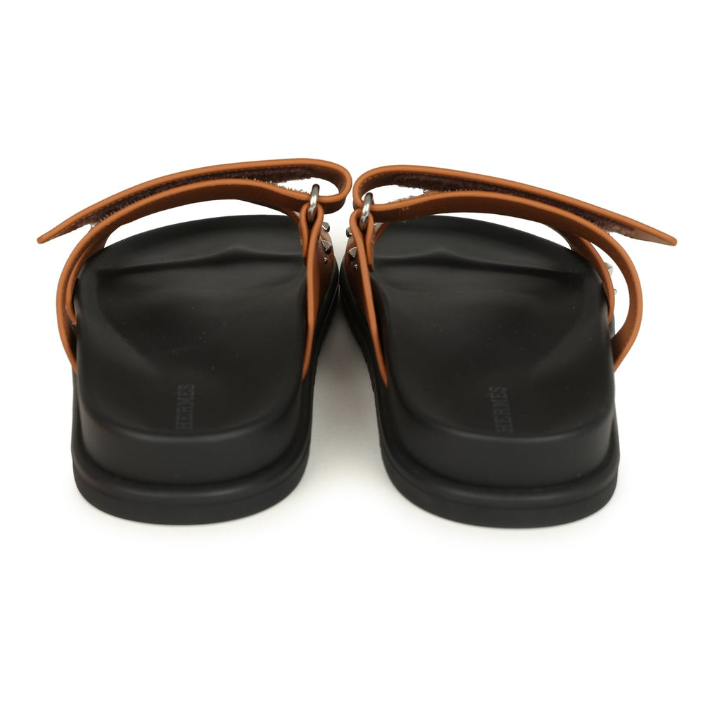 Hermes Chypre Techno Sandals Naturel Studded Calfskin Palladium Hardwa