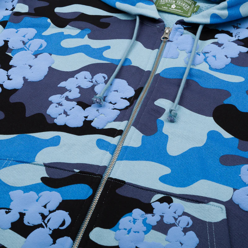 Zip Hoodie Blue Camo Cotton Wreath | Denim Tears – Maison Guava