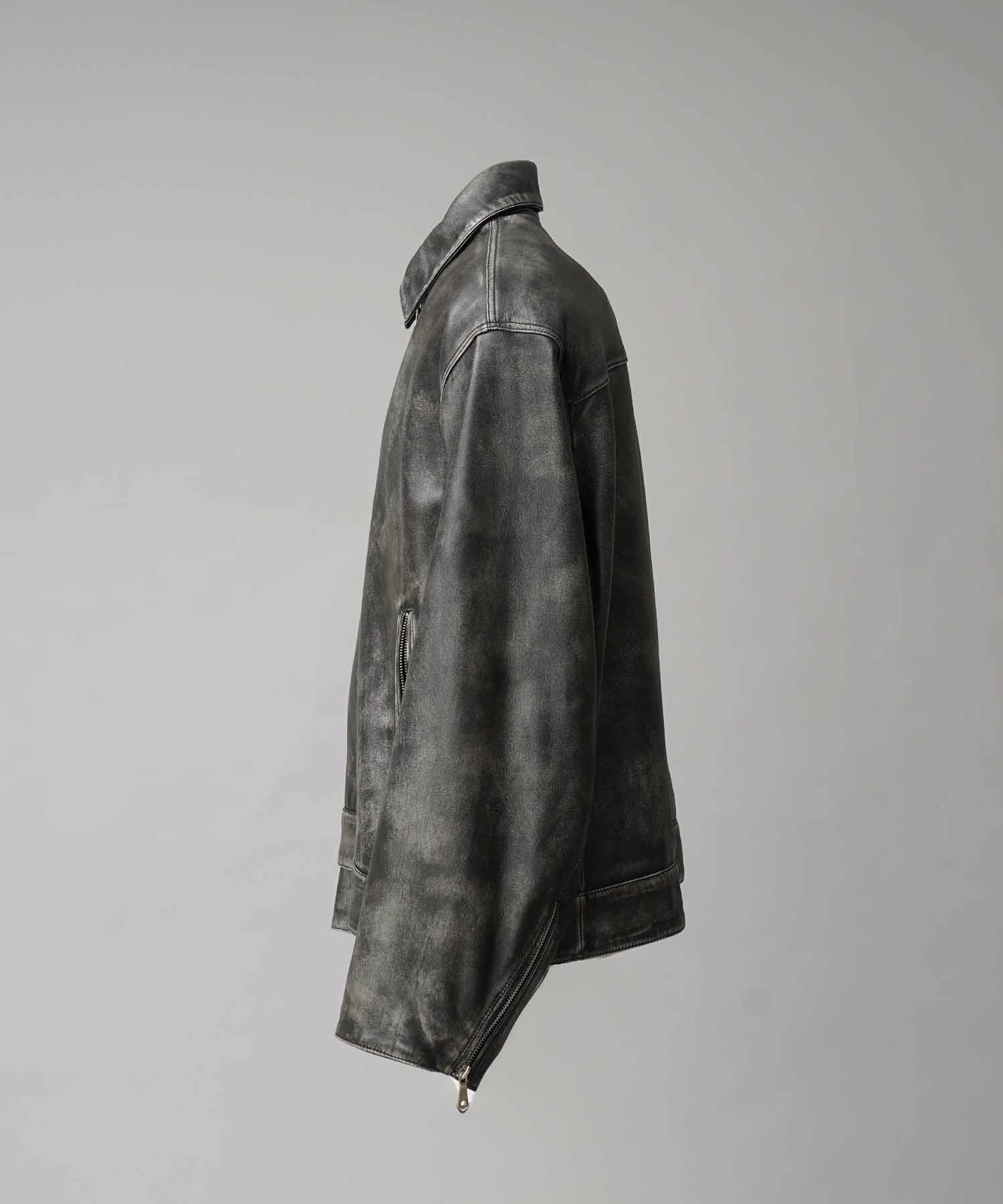 Sheep Leather Single Riders Collared Jacket