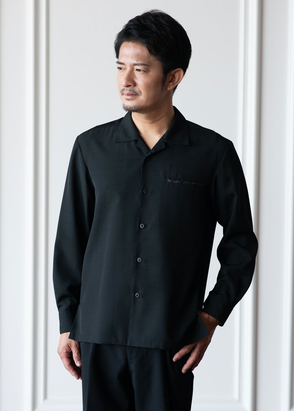 燕に牡丹 L/S（開襟） | かりゆしウェア（沖縄版アロハシャツ）専門店