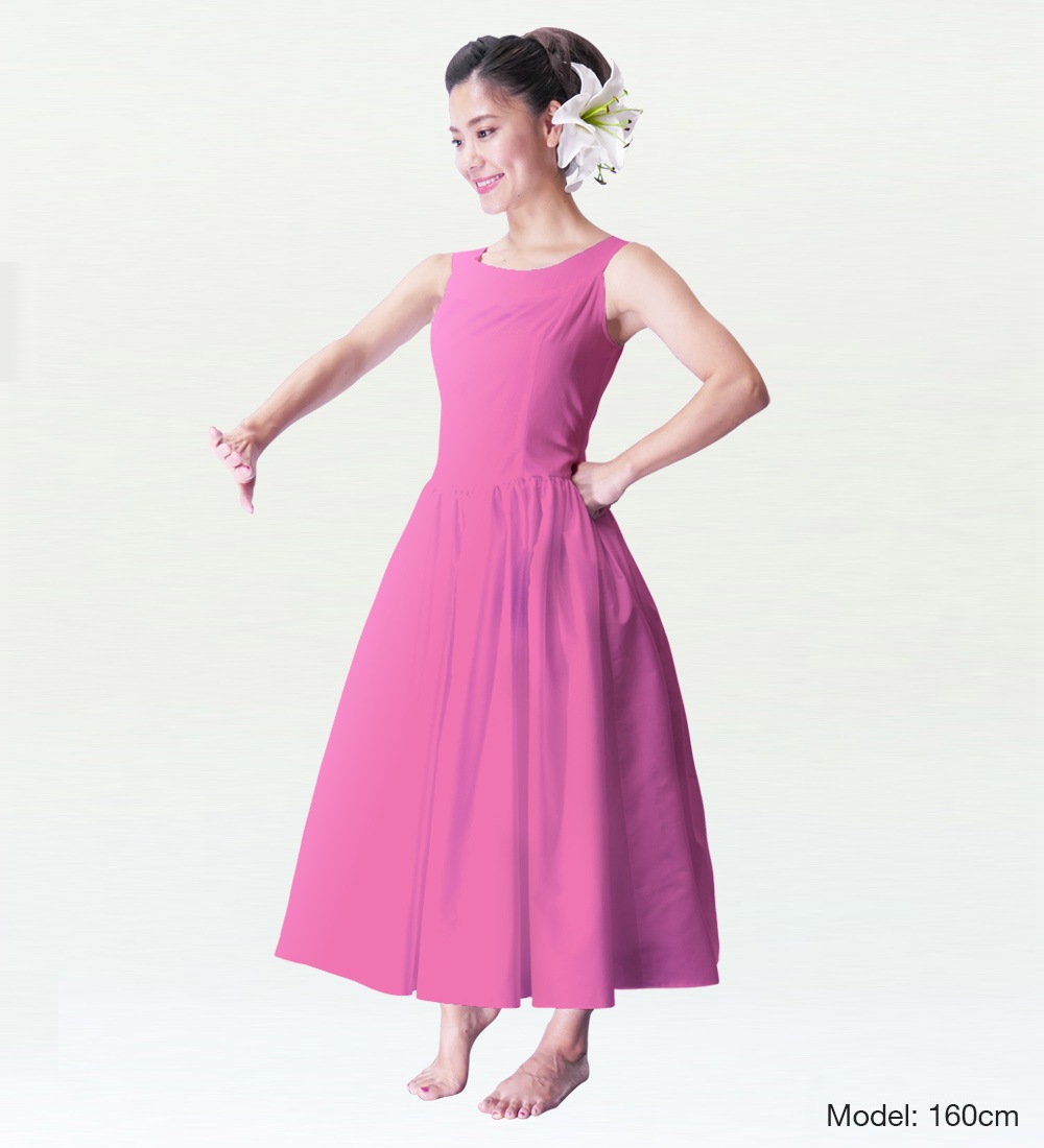 フラダンスムームー ミディ丈ヨークドレス ピンク 2551pi