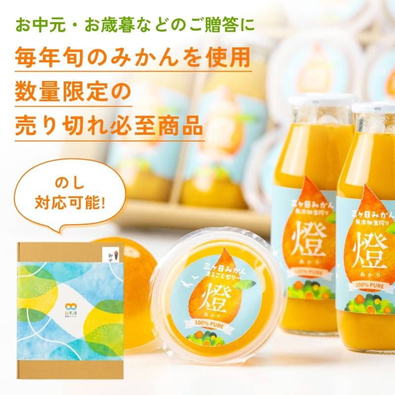 燈ギフトセット 三ヶ日みかん100％ジュース180ml×4本 まるごと三ヶ日