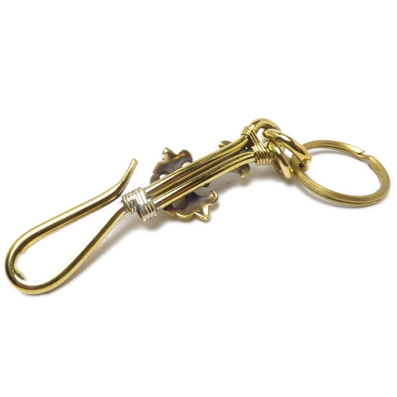 ゴールドブラス(真鍮) 38mmフローラルクロス ベルトフック 30mm二重