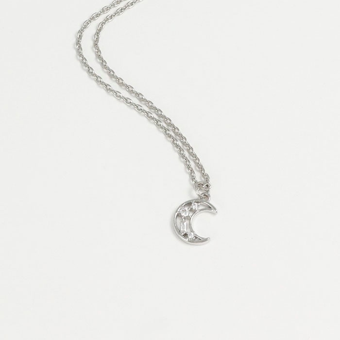 ネックレス クレセントムーン ビジュー キュービック【3color