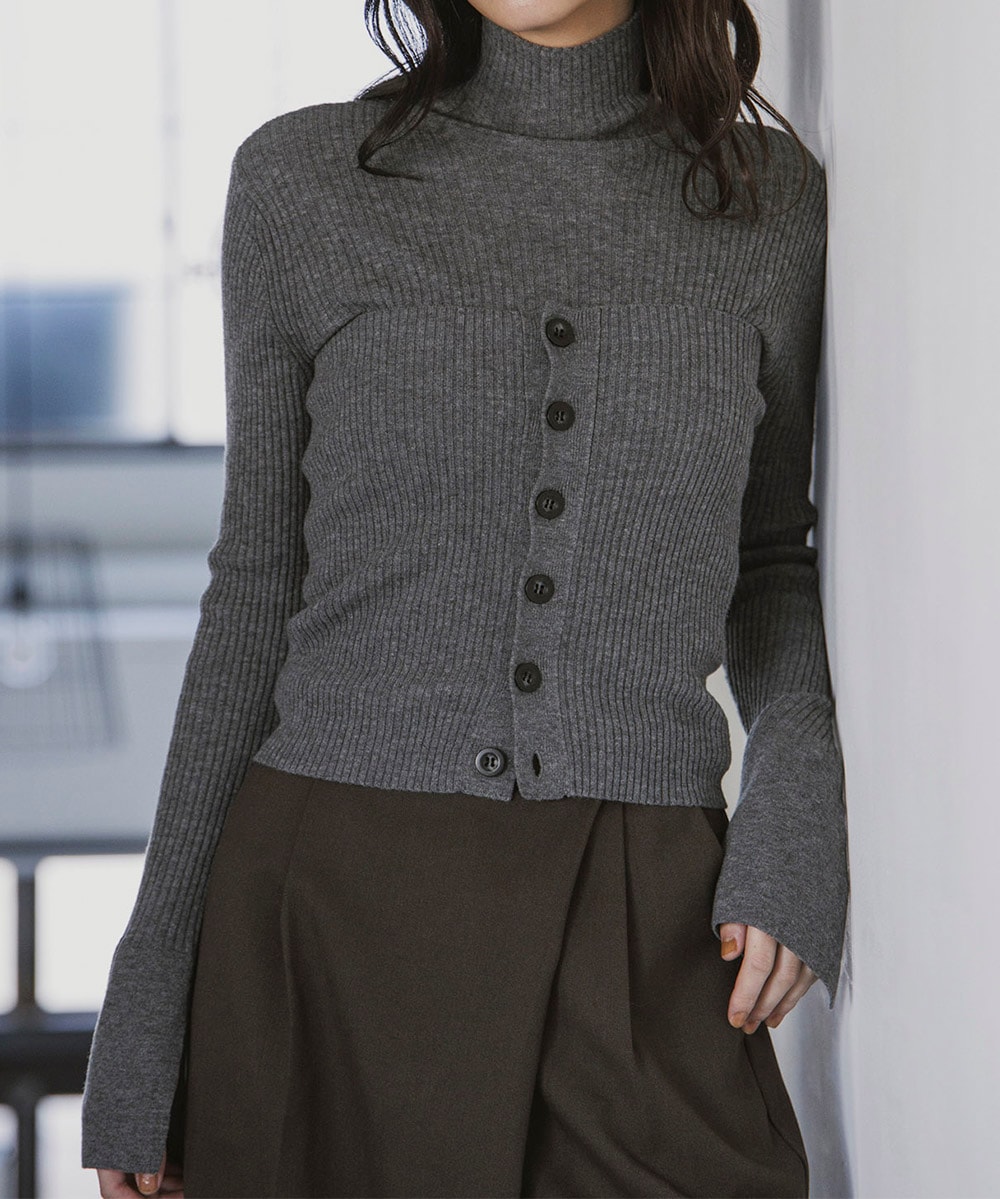 ビスチェ付フレアカフスリブタートルニット | Knit | TENTO online