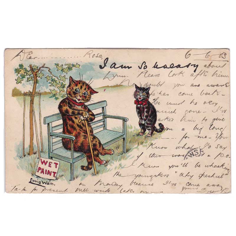 ルイスウェイン Louis Wain 猫のアンティークポストカード I am So