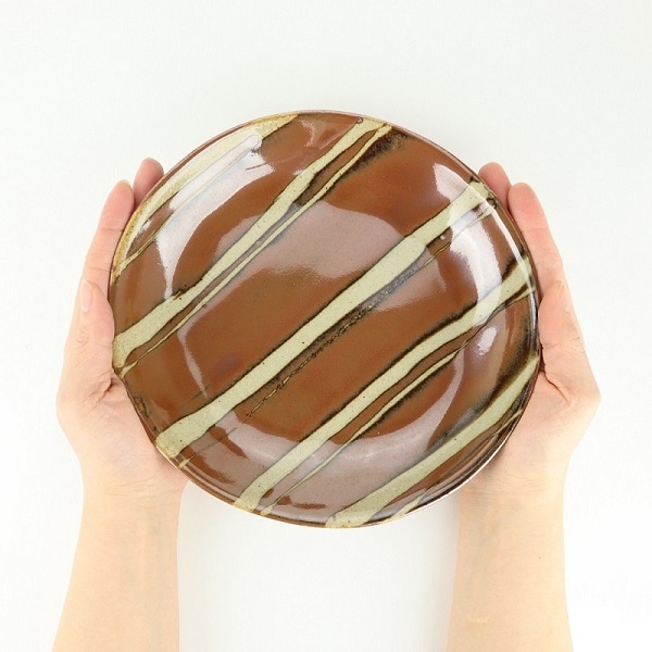 益子焼 萩原芳典 柿釉線紋楕円皿セット | とちぎの工芸から探す,陶磁器