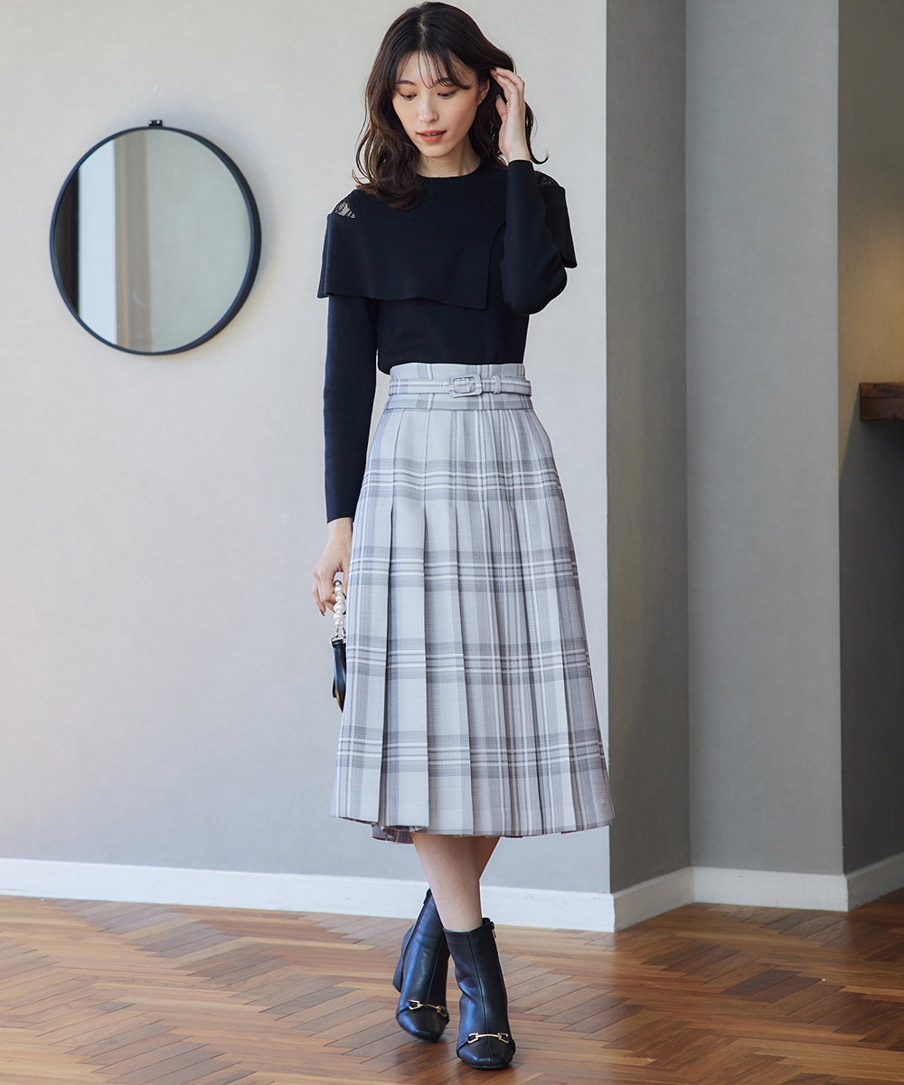 SALE】チェック柄プリーツフレアスカート - 12Twelve Agenda