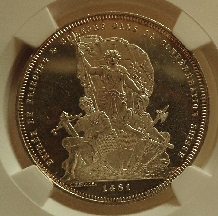 1934 スイス 射撃祭 フリブール 5フラン 銀貨 スイス 5フラン 1934年