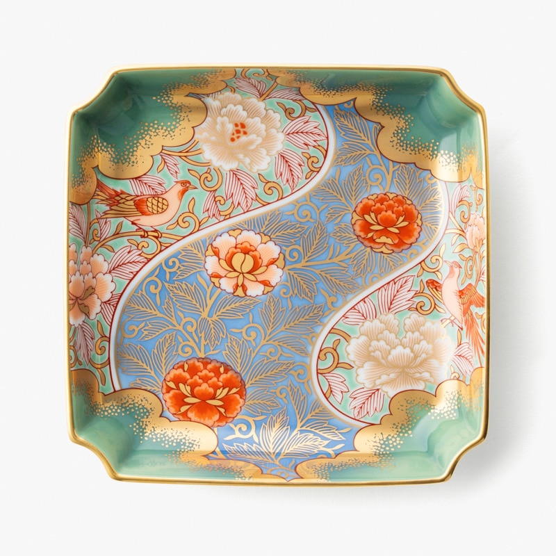 金襴手牡丹唐草ひわ色 飾皿 | すべての商品 | 深川製磁オンライン
