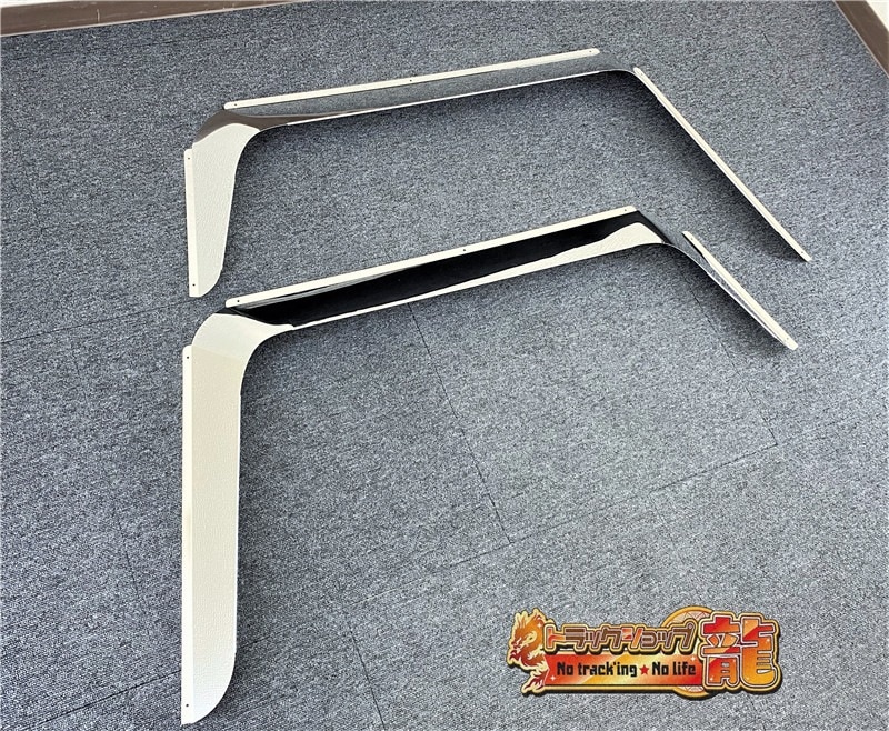 17スーパーグレート等 サイドミラーバイザー 鱗ステンレス3ピース 17