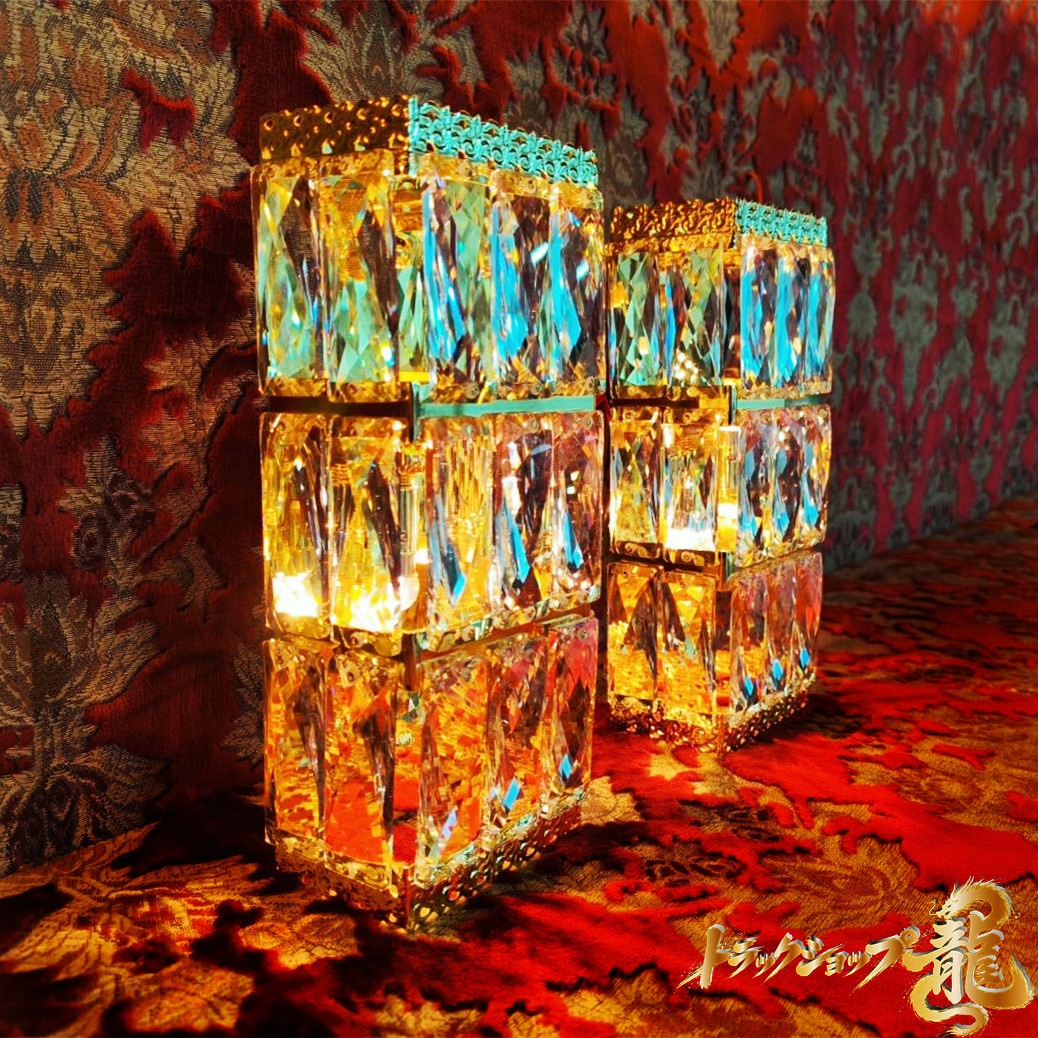 壁掛シャンデリア 2個セット 24面角クリスタル BA15S口金 フル