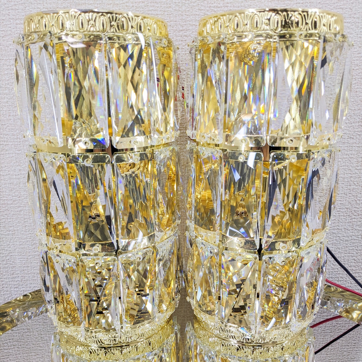 壁掛 シャンデリア 2個セット BA15S口金仕様 ゴールドメッキ 24面角