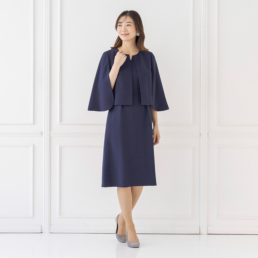 商品番号2003650]羽織風ノーカラージャケット×ウエスト切り替え