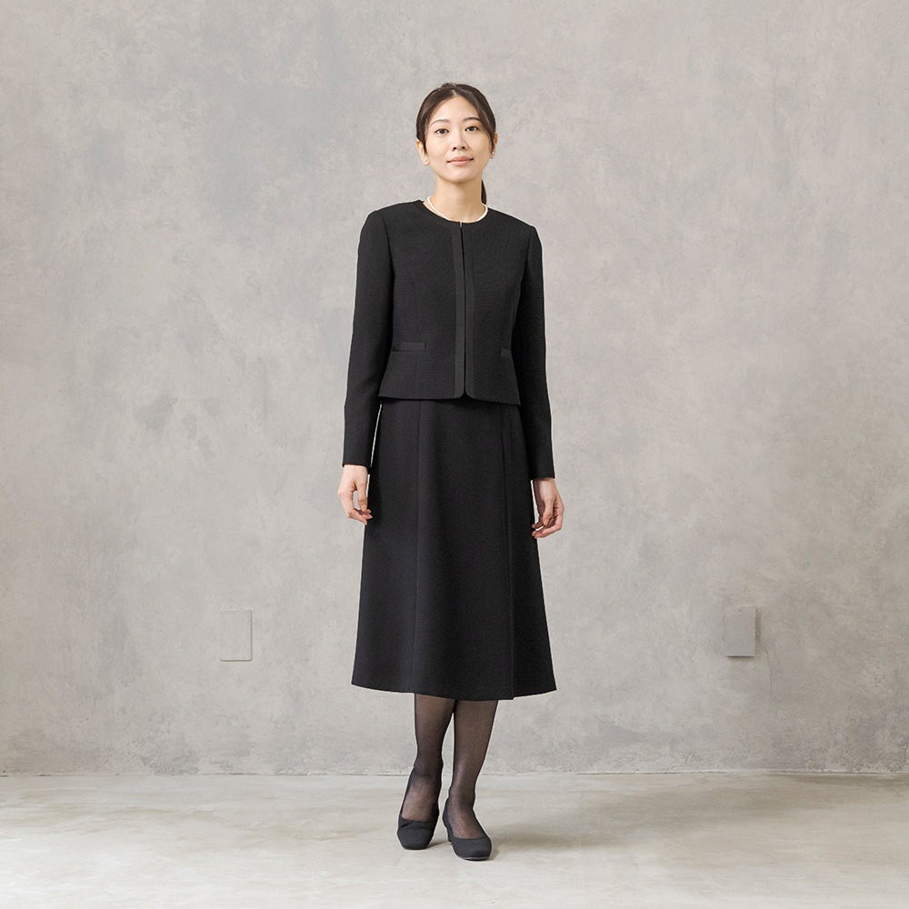 HIROMI YOSHIDA Black 1203420]ノーカラージャケット×シフォン