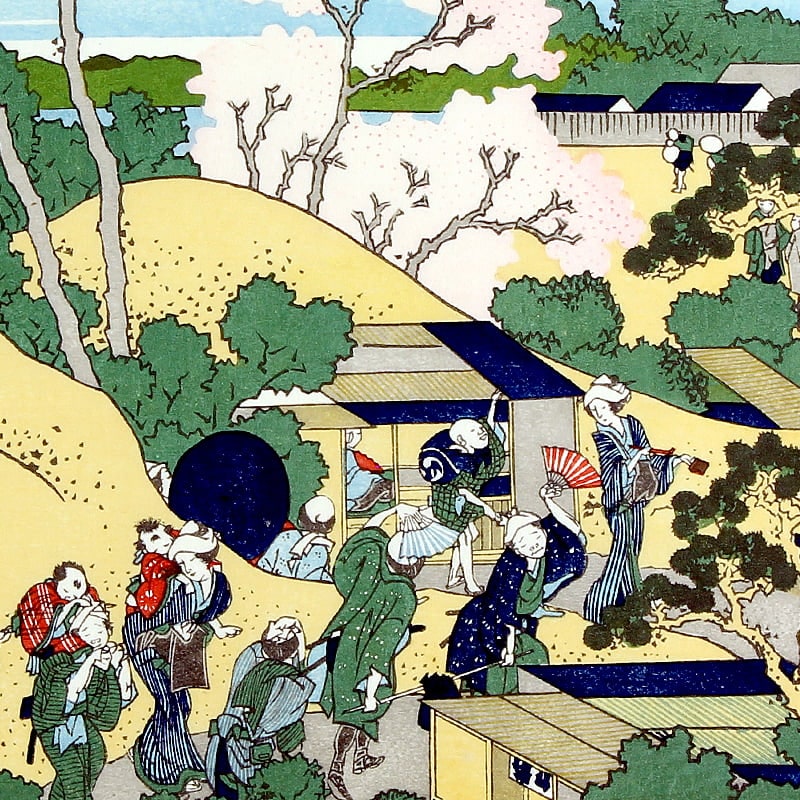 桜の浮世絵で有名「東海道品川御殿山ノ不二」葛飾北斎 富嶽三十六景