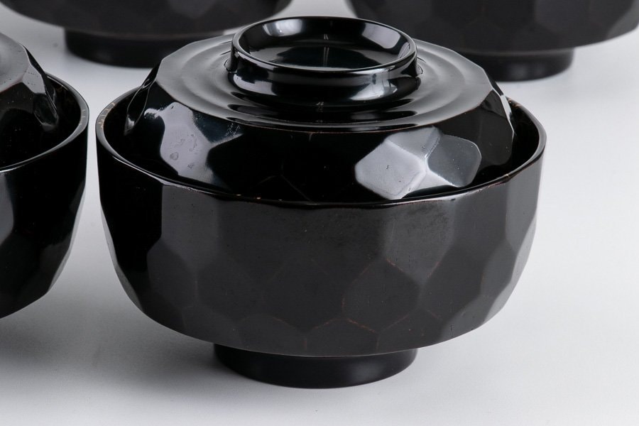 輪島塗】 桐唐草蒔絵亀甲煮物椀 塗師 雅峰 蒔絵師 高崎秋峯 5客セット