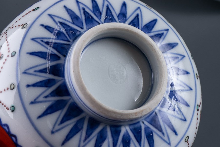 京焼】 赤玉瓔珞蓋付煎茶碗 汲出茶碗 10客セット 共箱 10409 | すべて