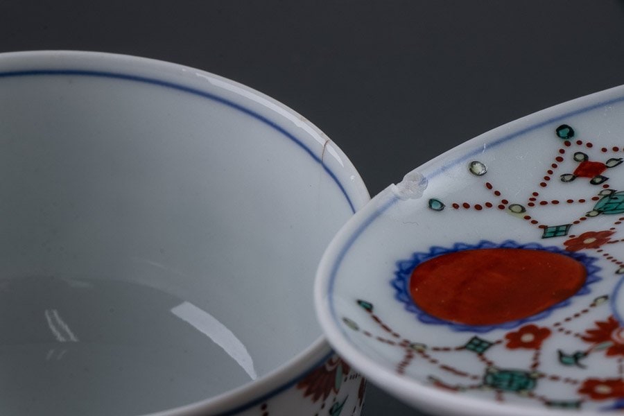 京焼】 赤玉瓔珞蓋付煎茶碗 汲出茶碗 10客セット 共箱 10409 | すべて