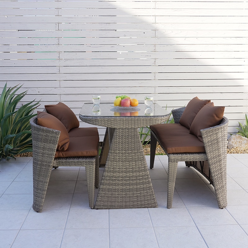 LUCIAN ラタン調ガーデンテーブル4点セット 4人掛け | インテリア雑貨