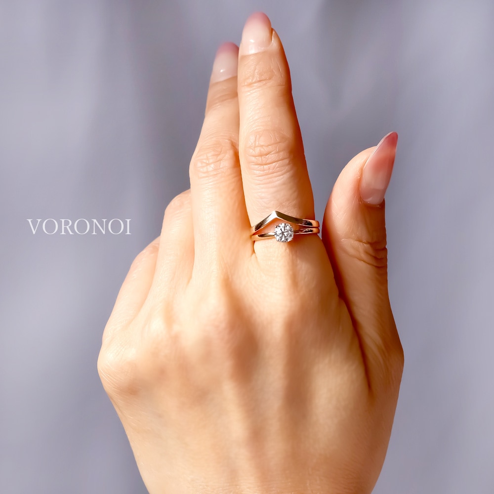 K18/Pt950 V字リング