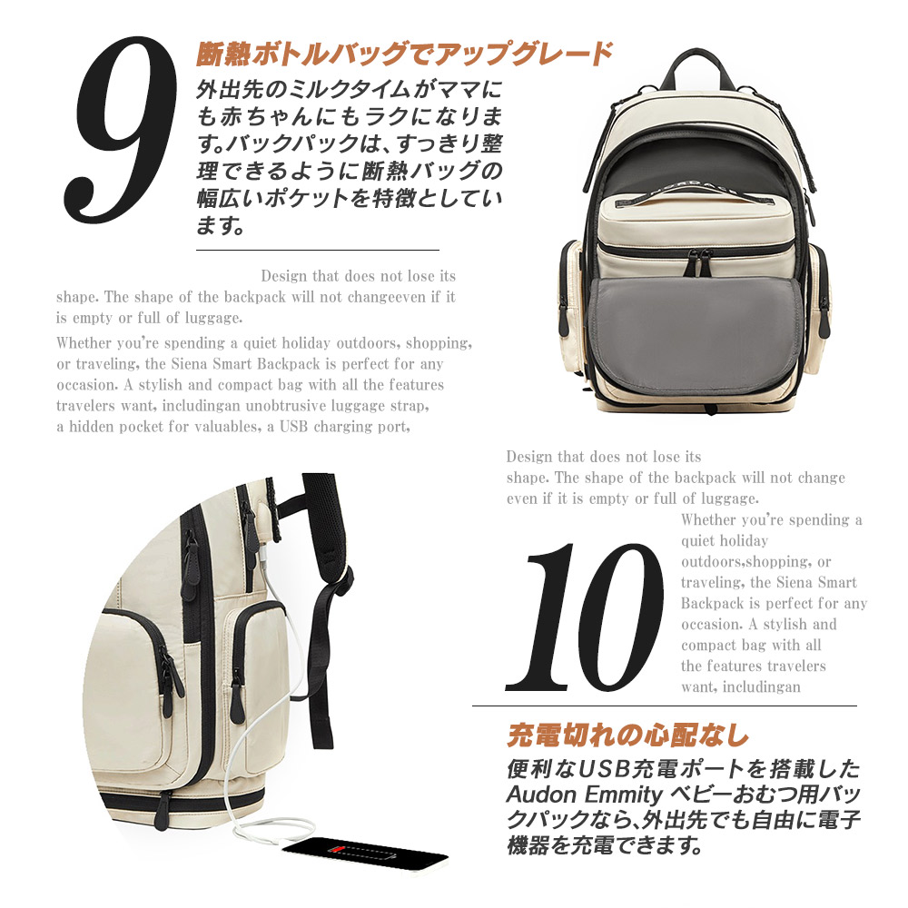 ノルディス Nordace Audon Emmity ベビーおむつ用バックパック ND1109