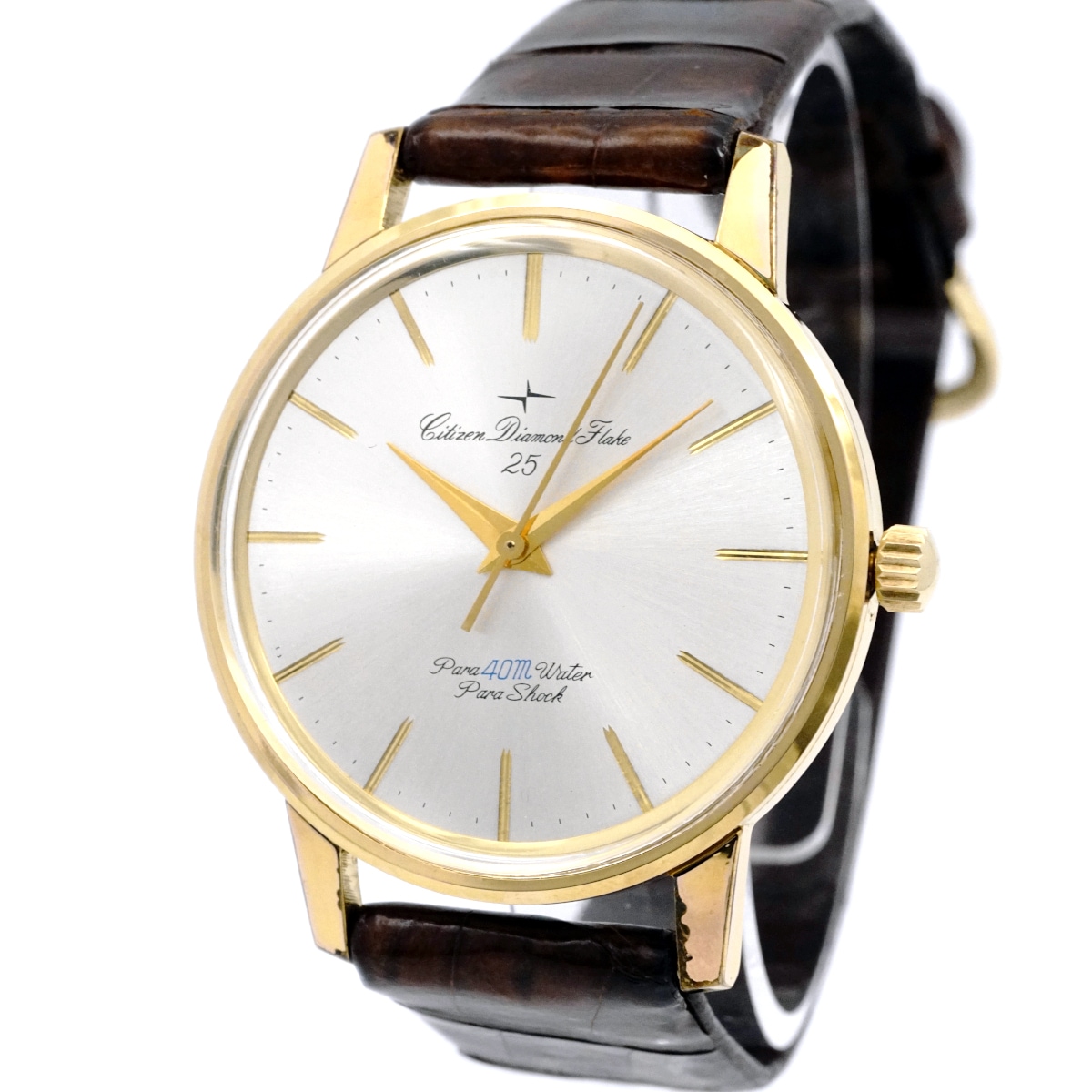 シチズン ダイヤモンドフレーク F14701 金メッキ 25石 手巻 OH済 昭和
