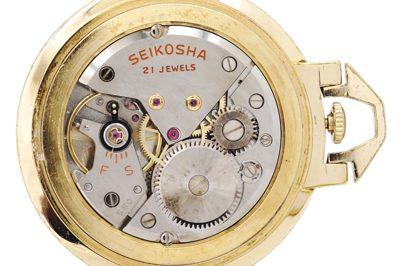 セイコー クラウン 懐中時計 Ref.17001 金メッキケース Cal.560 21石