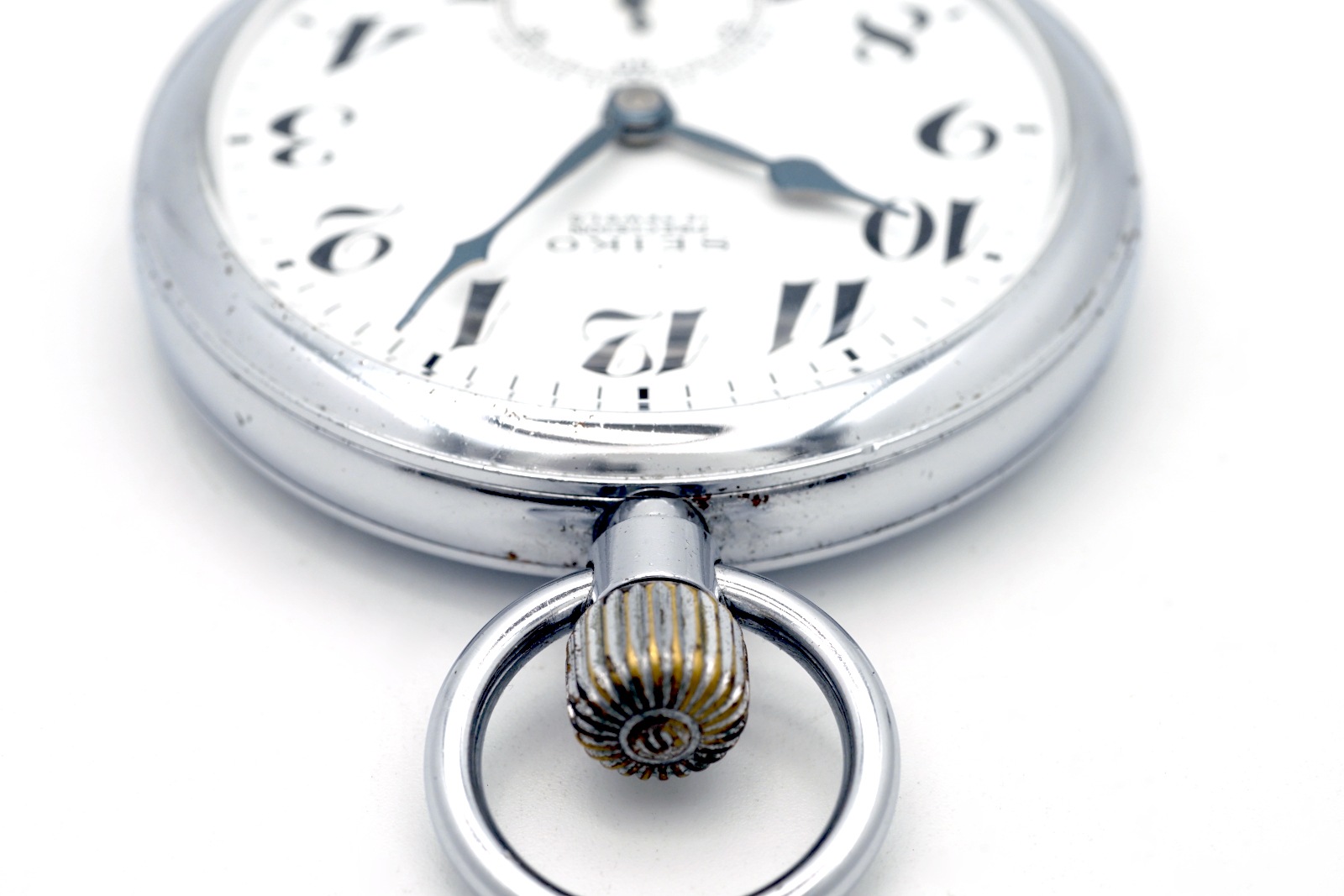 セイコー プレシジョン 懐中時計 青針 セコンドセッティング 鎖付き 15