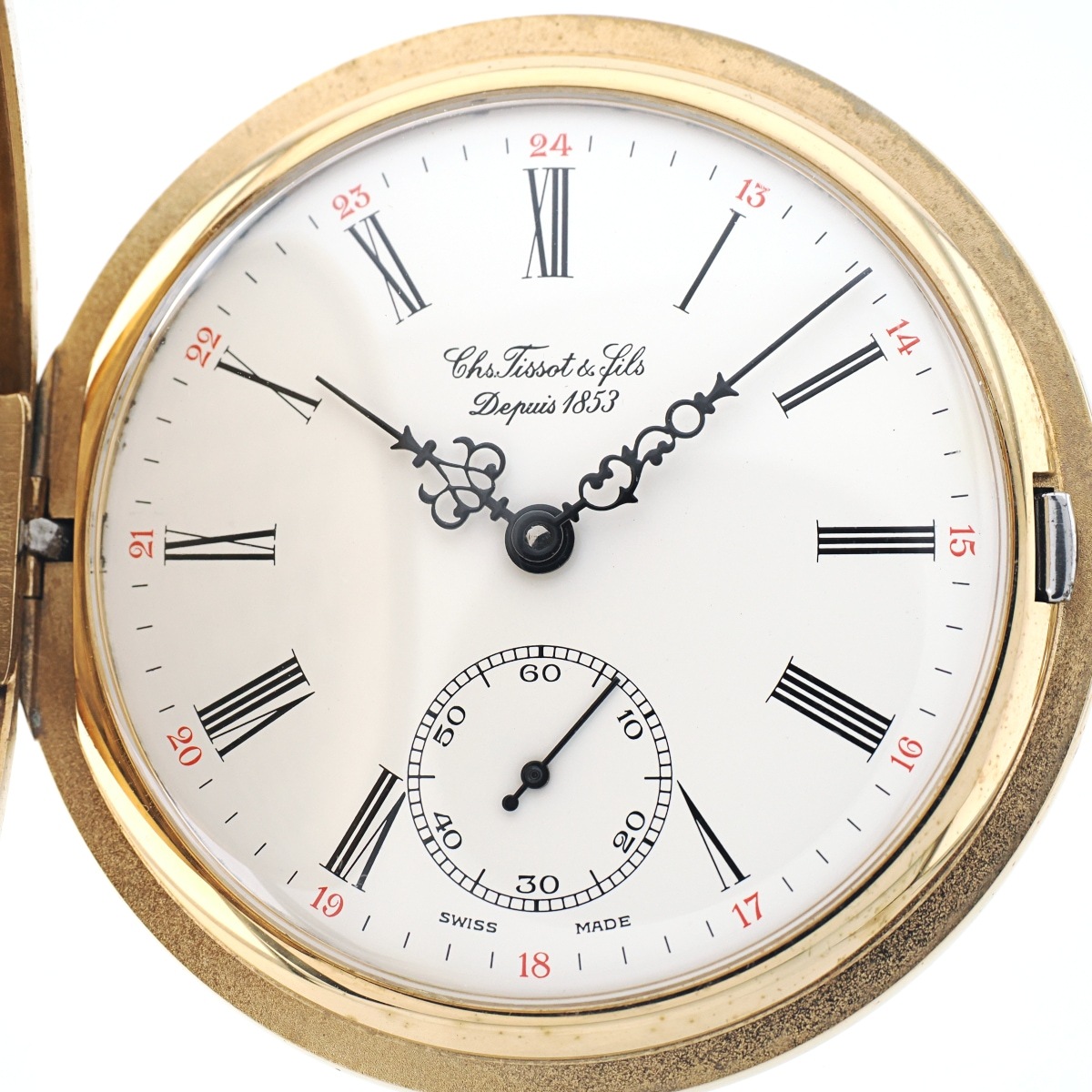 ティソ 懐中時計 ハンターケース T83.4.401.13 箱・保証書・鎖付き