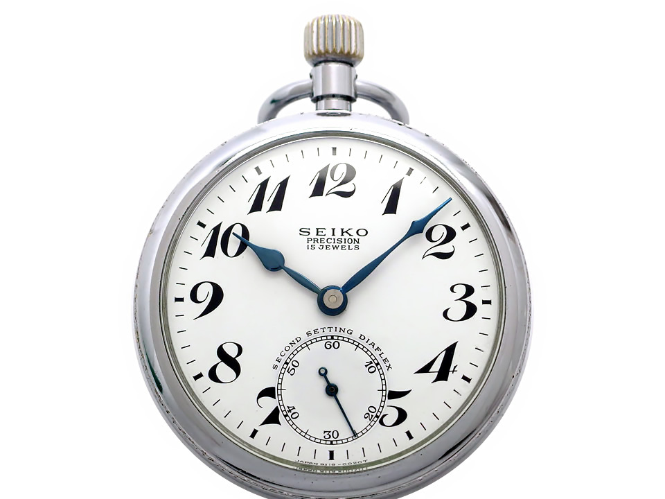 セイコー プレシジョン 懐中時計 青針 15石手巻 OH済 昭和41年製 Seiko