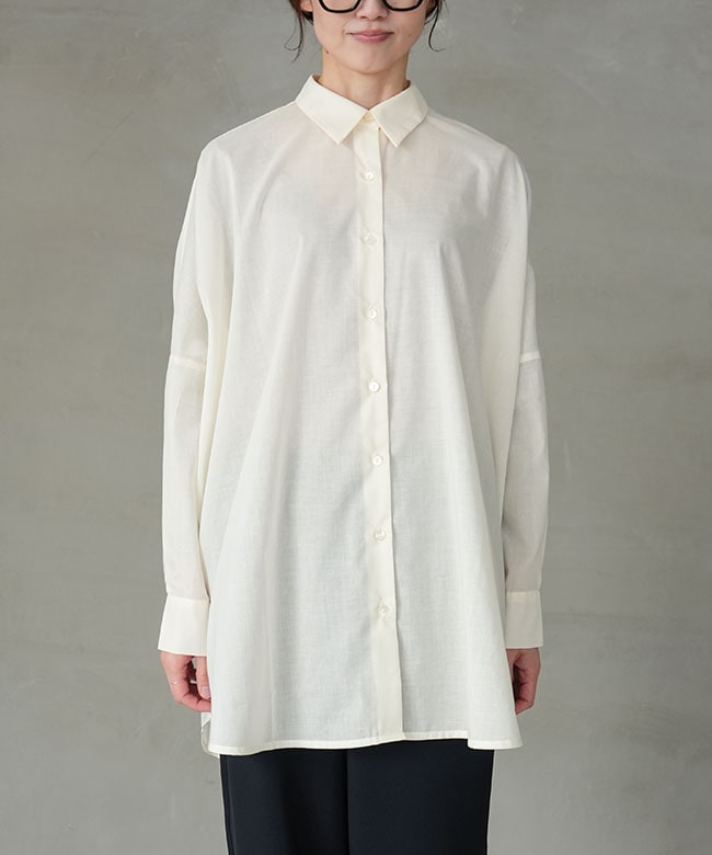 1-230162]mizuiro ind(ミズイロインド) T/Cシアーワイドシャツ