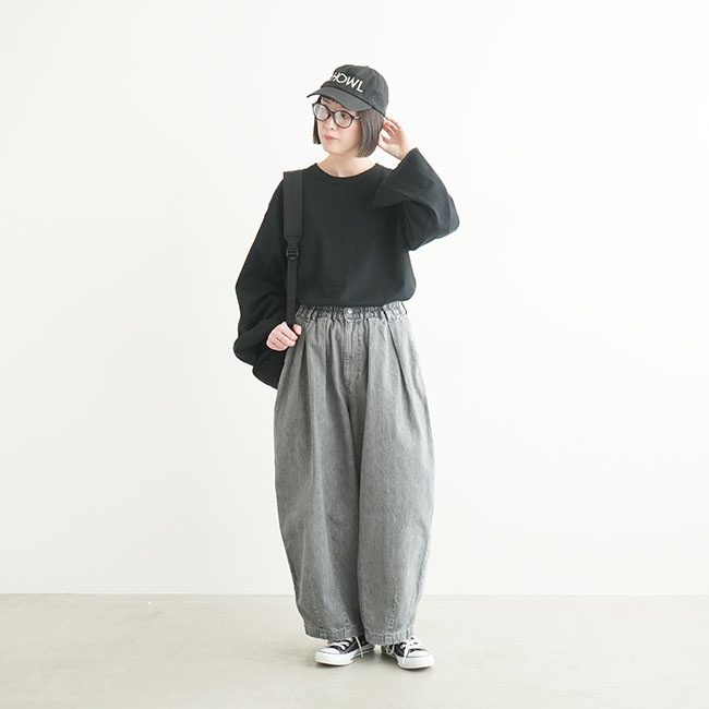 A12410]HARVESTY(ハーベスティ) BLACK DENIM CIRCUS PANTS ブラック