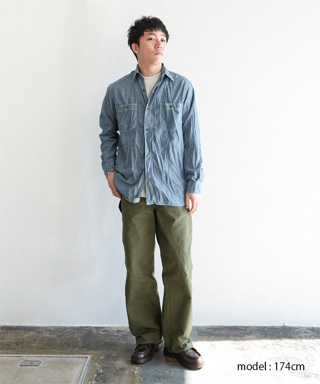 01-8270-84]orSlow(オアスロウ) RELAX FIT CHAMBRAY WORK SHIRT