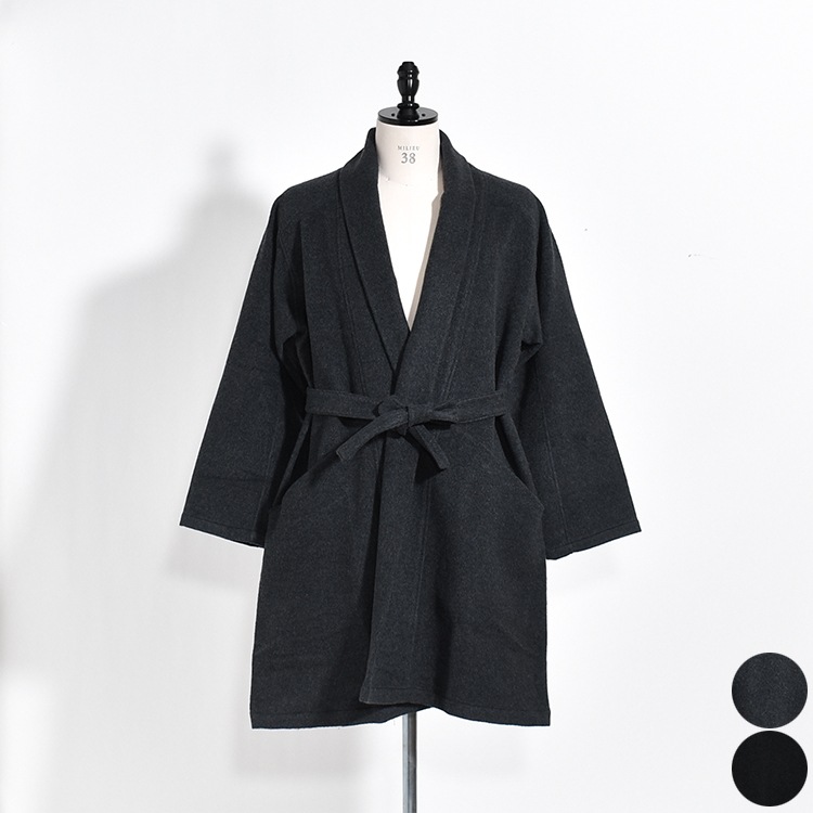 CT-43]MITTAN(ミタン/ミッタン)ウールシルクキャメル半纏コート(紐付き