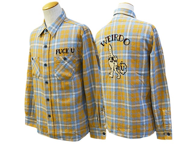 WEIRDO/ウィアード】2024SS「L/S Check Shirts”FUCK U”/ロングスリーブ