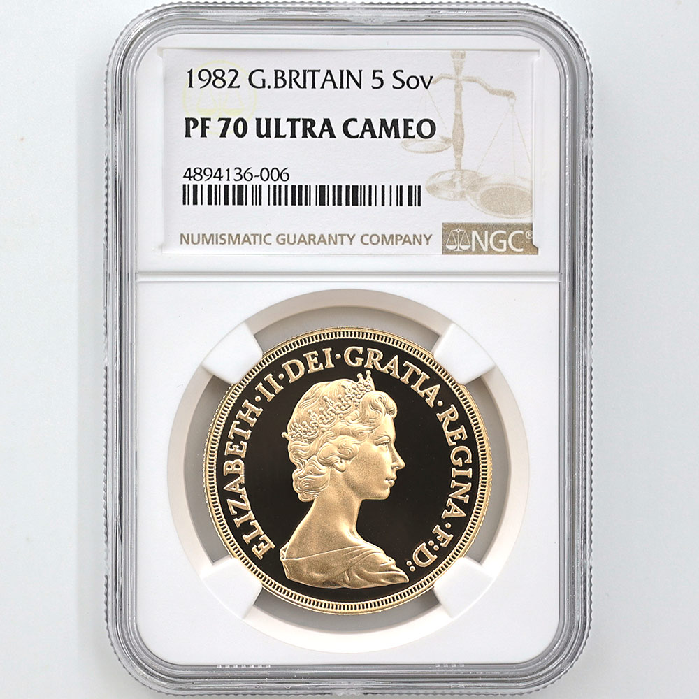 NGC準最高鑑定☆1982年イギリス1/2ソブリンプルーフ金貨☆PF69UC NGC準