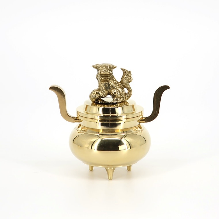 送料無料】国産仏具 獅子付 玉香炉 磨き 2.5寸～3.5寸｜お仏壇のよね