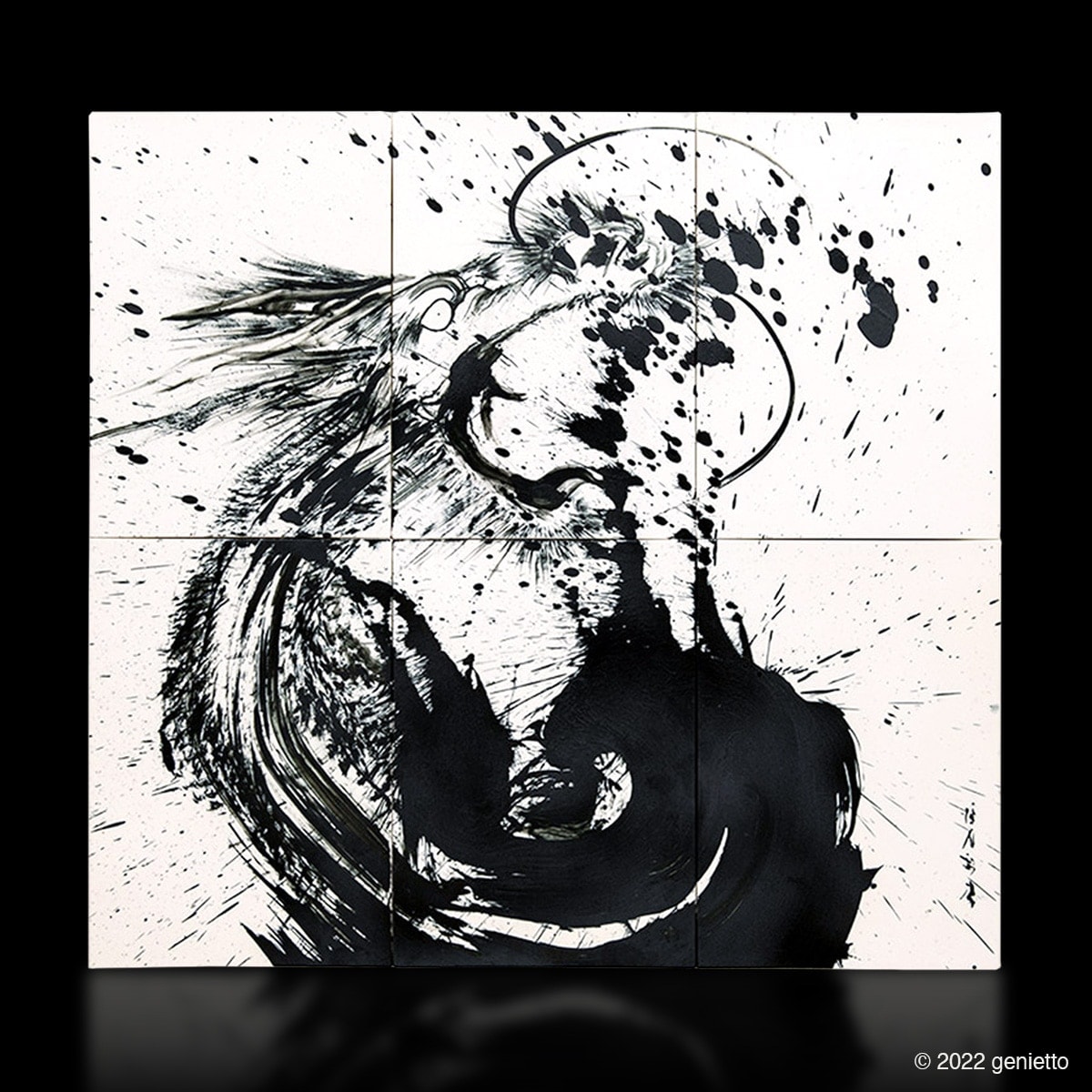 直筆陶墨画「始源龍天」 | 墨絵・陶墨画アーティスト 西元祐貴 Yu-ki