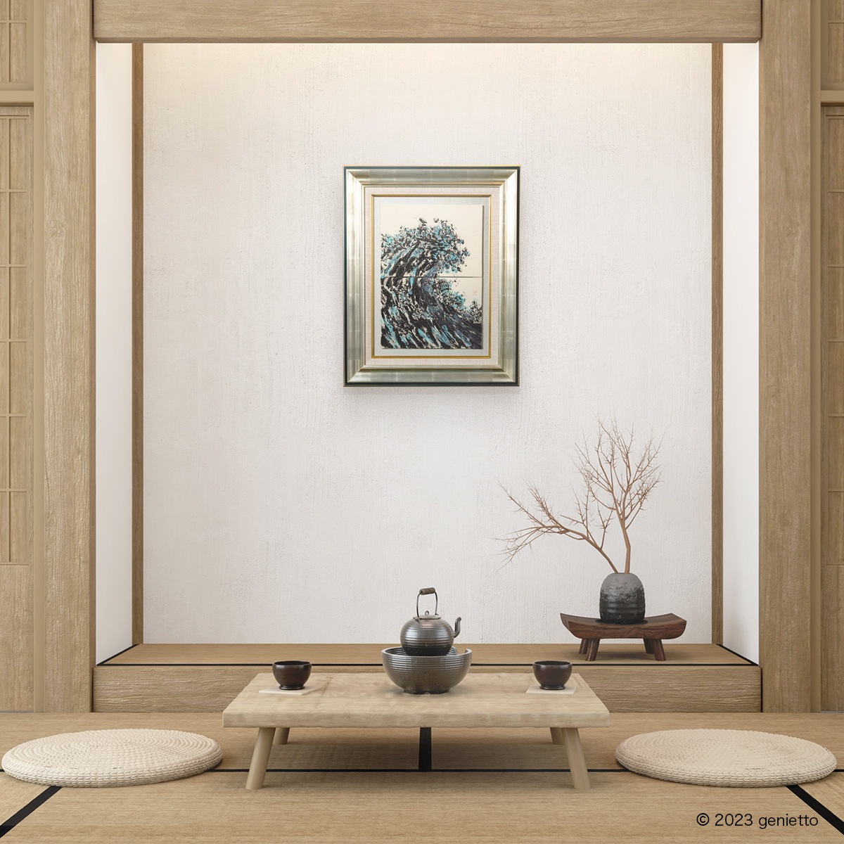 直筆陶墨画「盛波仁慈」 | 墨絵・陶墨画アーティスト 西元祐貴 Yu-ki