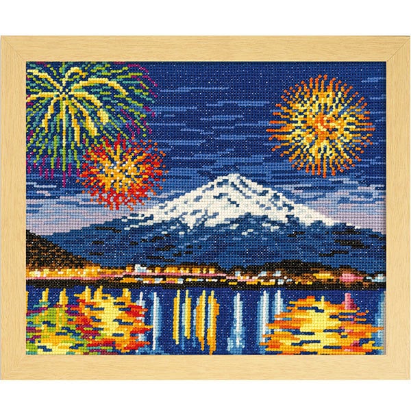 刺しゅうキットセール】 刺しゅうキット 『刺繍キット 冬花火と富士山