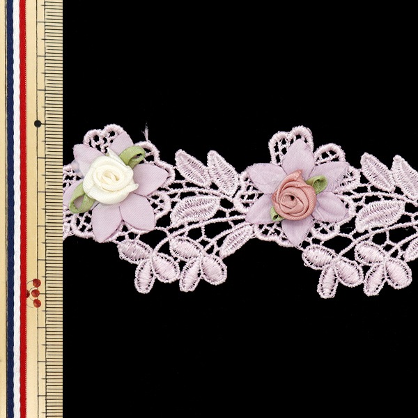 数量5から】 レースリボン 『ツートンローズレース パープル DCL2436