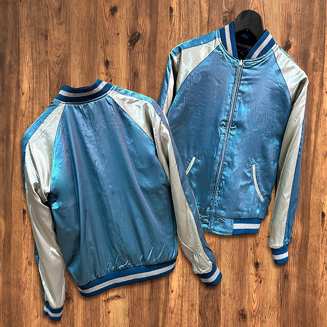 Sサイズ]桜と金魚柄刺繍リバーシブルスカジャン｜和柄｜横須賀