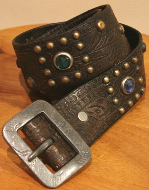 RRL / ダブルアールエル フラワー型押し スタッズ 装飾 レザーベルト