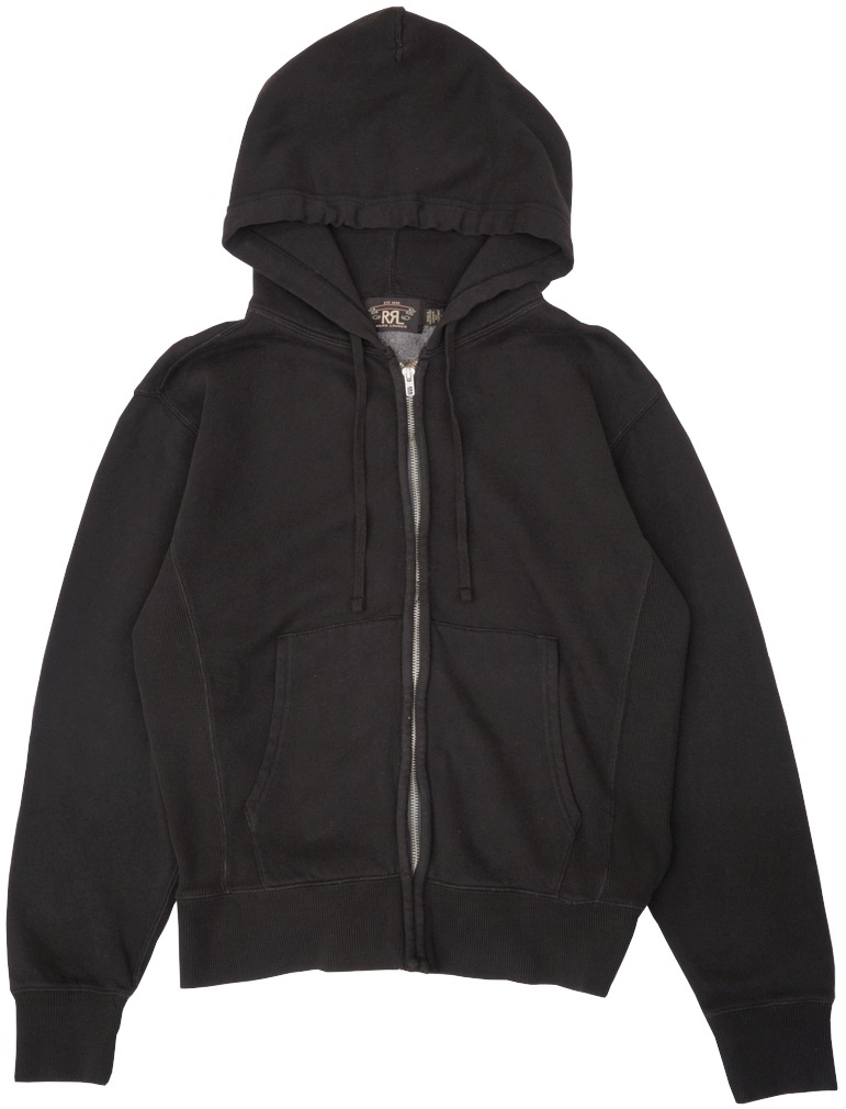 ダブルアールエル) RRL フリース フルジップ フーディ パーカ ブラック