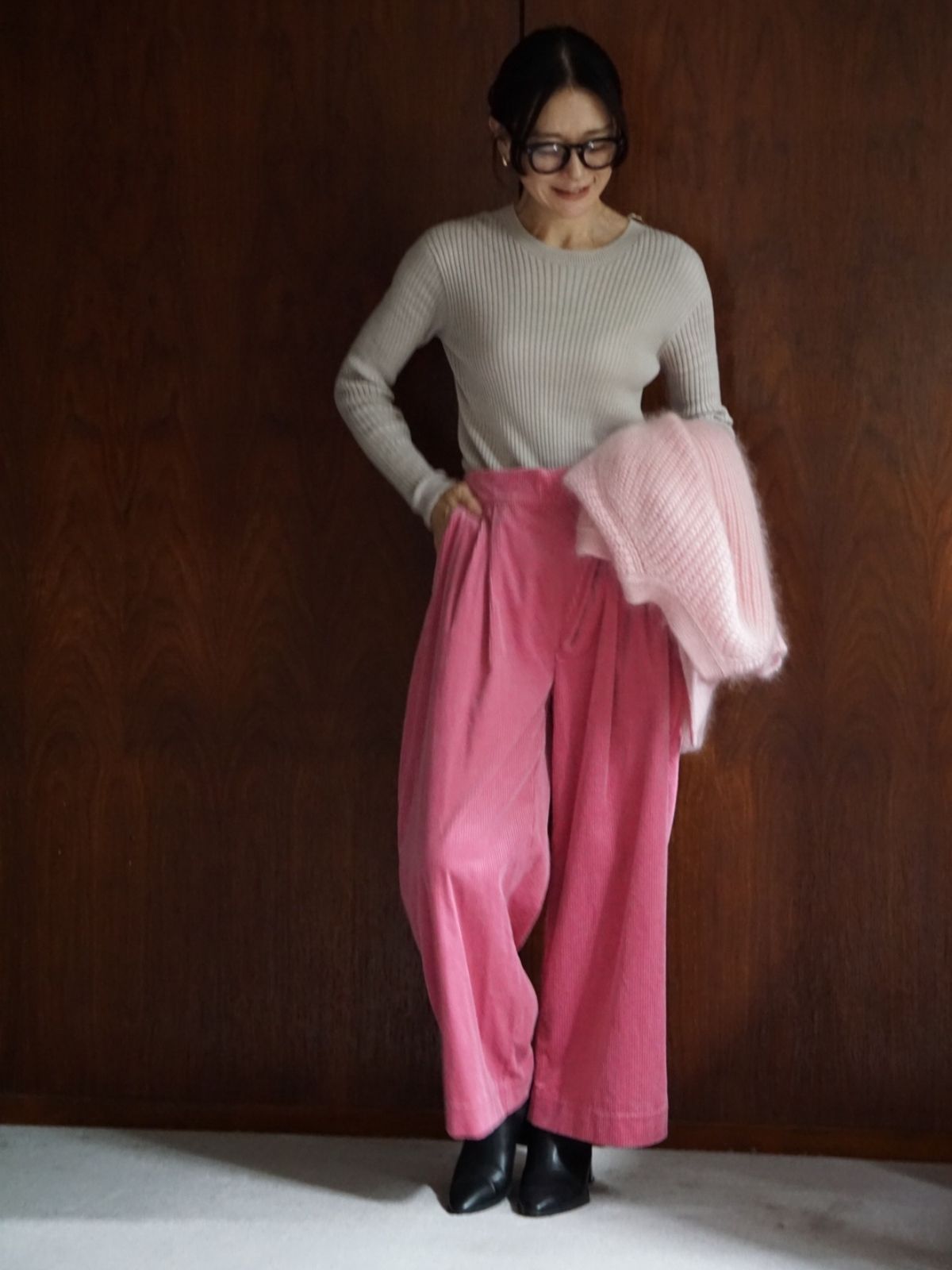 コーデュロイタックワイドパンツ ピンク | BOTTOMS | ko by keiko