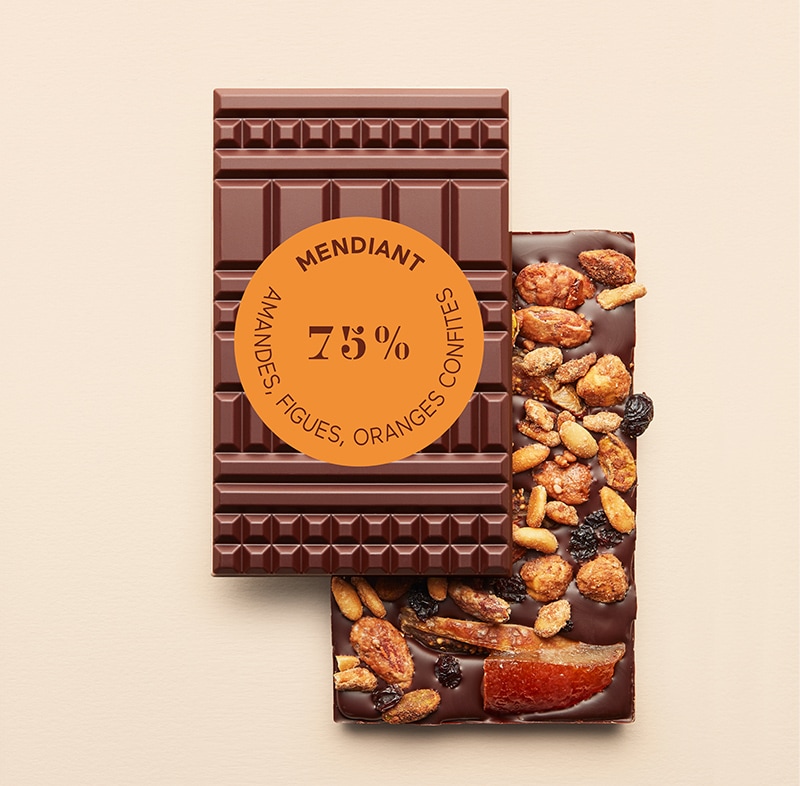 マンディアン ノワール 75％ アーモンド／イチジク／オレンジコンフィ