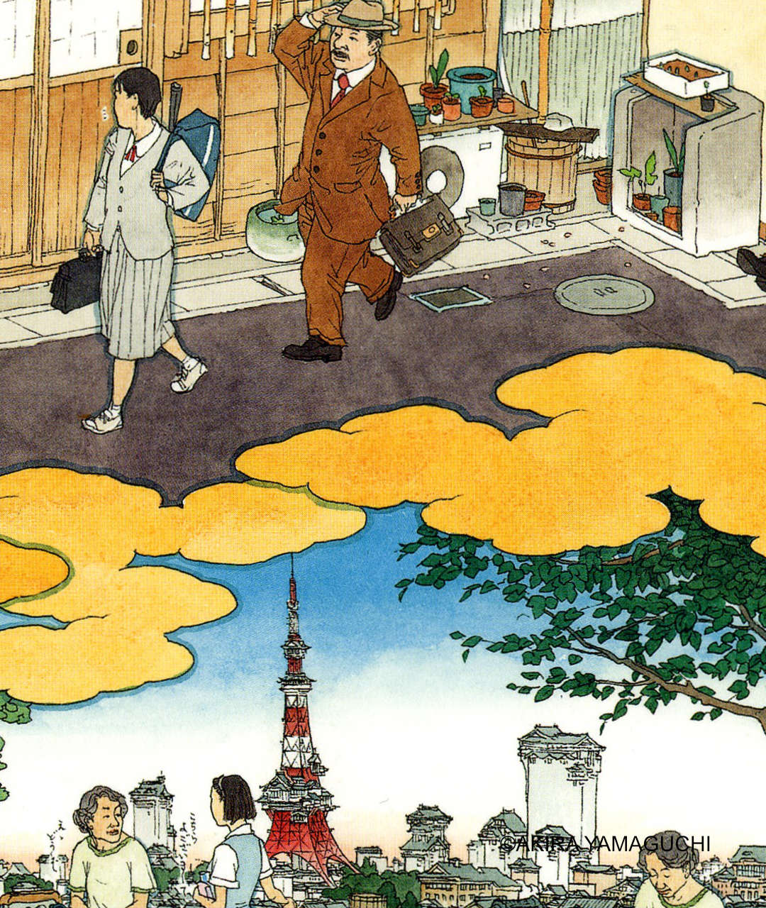 山口晃 A4額絵(ポスター) [感謝の目つき／束の間つきあい]｜ラムフロム